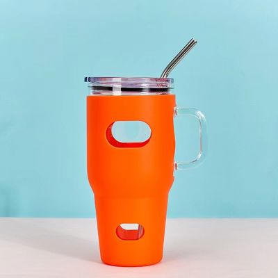 Τροφική 32oz γυάλινο Tumbler Sublimation με ξύλινο καπάκι και άχυρο προσαρμοσμένο χρώμα