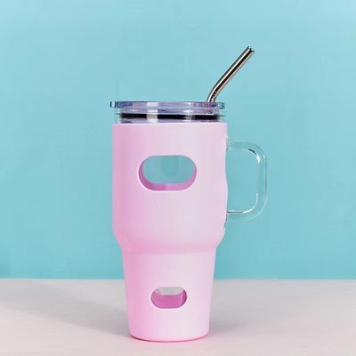 32oz γυάλινος tumbler sublimation με ξύλινο καπάκι και άχυρο TOUR υπαίθρια δραστηριότητα με καπάκι