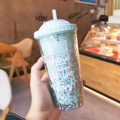 Δύο τοίχοι 550 ml Bpa Free Glitter παγωτό Tumbler για ταξιδιωτικό φιλικό