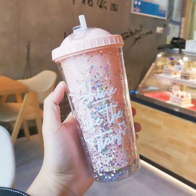 Δύο τοίχοι 550 ml Bpa Free Glitter παγωτό Tumbler για ταξιδιωτικό φιλικό