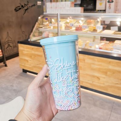 Δύο τοίχοι 550 ml Bpa Free Glitter παγωτό Tumbler για ταξιδιωτικό φιλικό