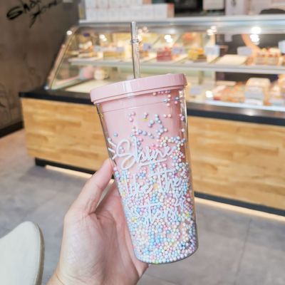Δύο τοίχοι 550 ml Bpa Free Glitter παγωτό Tumbler για ταξιδιωτικό φιλικό