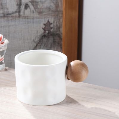 330ML Κεραμική Κούπα Καφέ Αδιάβροχο Φορητό Μπουκάλι Νερού Γραφείου Με Λειτουργία ξύλινης μπάλας