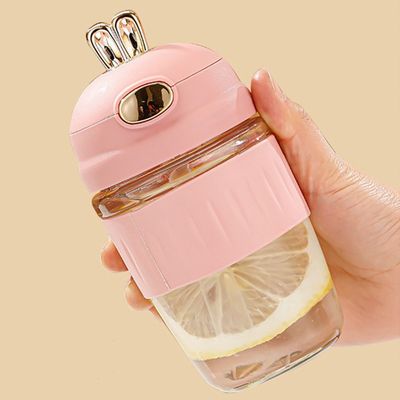 Προσαρμοσμένο λογότυπο αποδεκτό 420ml γυάλινα αυτιά κουνελιού Σιλικόνη για ευαίσθητο δώρο