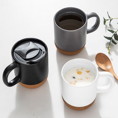Αειφόρος 8.8*11.3cm Custom Creative Cork Bottom Ceramic Cup με Ματ πλαστικό καπάκι