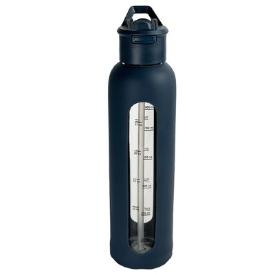 0.5KG Bpa δωρεάν γυάλινο μπουκάλι αθλητικού νερού με άχυρο και προστατευτικό σιλικόνιο