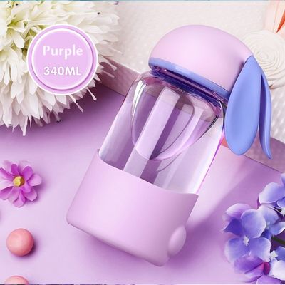 340ml Custom Logo Cute Rabbit Glass Water Bottle for Back to School Leak Proof Portable (Καλό κουνέλι γυάλινο μπουκάλι νερού για την επιστροφή στο σχολείο)