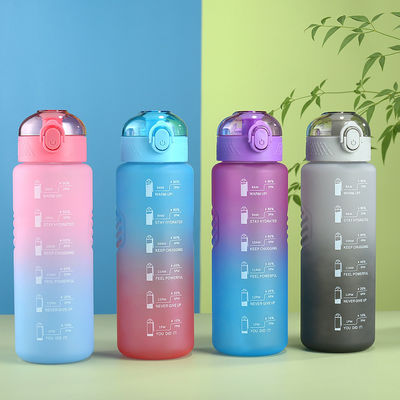 1000 ml φορητό αδιάβροχο μπουκάλι νερού χωρίς BPA με χρονοδιακόπτη και άχυρο για σπορ