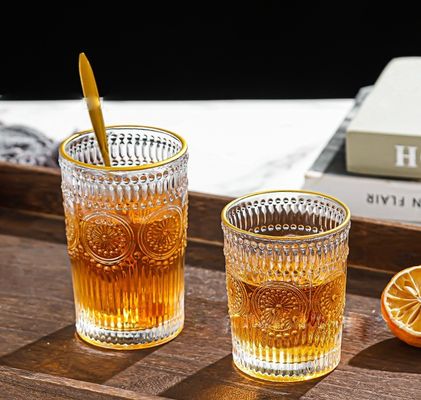 380 ml Ρέτρο Γκολντ Βόρτερ Γυάλινο Κύπελλο Ηλιόφυλλο Γυάλινο Κύπελλο Πίσιμου νερού