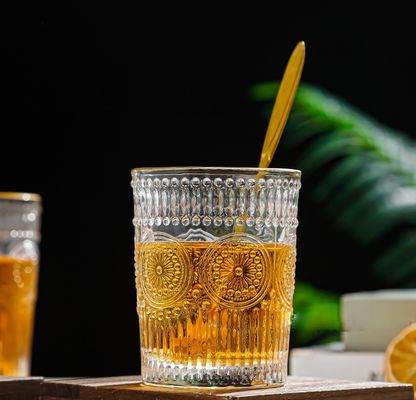 380 ml Ρέτρο Γκολντ Βόρτερ Γυάλινο Κύπελλο Ηλιόφυλλο Γυάλινο Κύπελλο Πίσιμου νερού