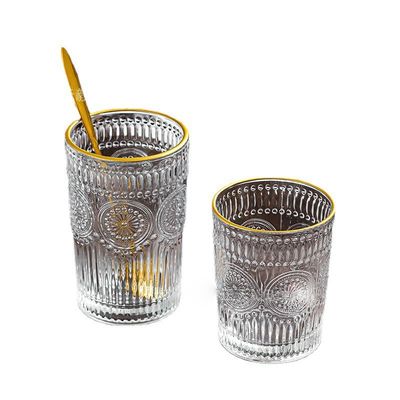 380 ml Ρέτρο Γκολντ Βόρτερ Γυάλινο Κύπελλο Ηλιόφυλλο Γυάλινο Κύπελλο Πίσιμου νερού