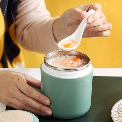 Φορητό 400 ml 304 τροφικό επίπεδο από ανοξείδωτο χάλυβα μονωμένο φλιτζάνι σούπας με ευρύ στόμα και κουτάλι