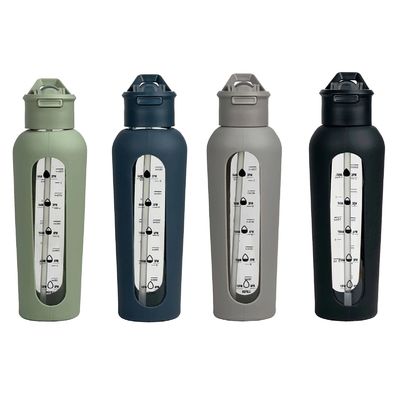 Προσαρμοσμένο λογότυπο Αποδεκτό 700 ml/1000 ml φορητό γυάλινο μπουκάλι με χρονική σφραγίδα