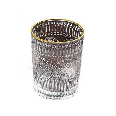 300ML/380ML χωρητικότητα ίσιο ηλιοτρόπιο ανάγλυφο γυαλί ποτήρι πόσιμου νερού Ρετρό στυλ