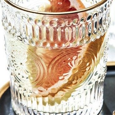 300ML/380ML χωρητικότητα ίσιο ηλιοτρόπιο ανάγλυφο γυαλί ποτήρι πόσιμου νερού Ρετρό στυλ
