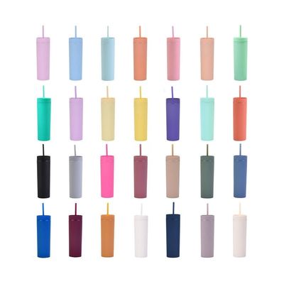 16oz Double Wall Drinking Cup με κάλυμμα και άχυρο Frosted Straight Drinking Skinny Bottle