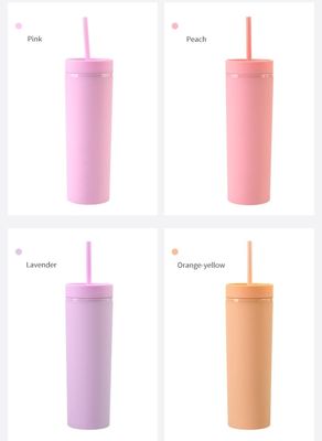16oz Double Wall Drinking Cup με κάλυμμα και άχυρο Frosted Straight Drinking Skinny Bottle