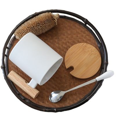 Μεταφορά θερμότητας υπολίμανσης 11oz κεραμική κούπα με ξύλινο χερούλι