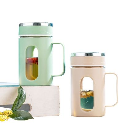 Υπηρεσιακή αρωματική κούπα τσαγιού καφέ 500ml γυάλινο φλιτζάνι με προσαρμοσμένο χρώμα κάλυμμα και λαβή