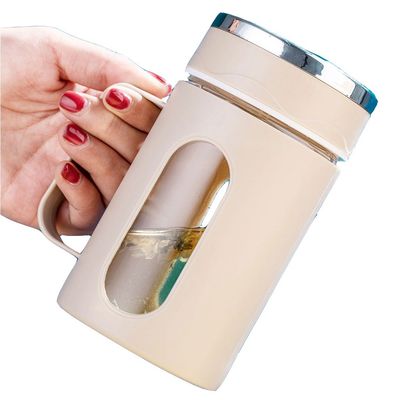 Γραφείο 500ml Custom Logo γυάλινο μπουκάλι νερού με πλαστικό μανίκι άμεση παροχή