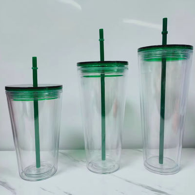 16oz/24oz φοιτητικό αθλητικό κύπελλο με κάλυμμα και άχυρο διπλό τοίχωμα πλαστικό μπουκάλι νερού