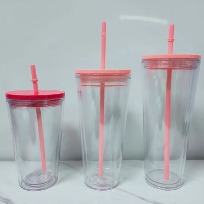 16oz/24oz φοιτητικό αθλητικό κύπελλο με κάλυμμα και άχυρο διπλό τοίχωμα πλαστικό μπουκάλι νερού