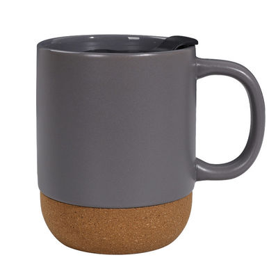 450ml Cork Base Stoneware Matte Ceramic Καφέ Κούπα με Κεπάκι PP Τέλειο Φεστιβάλ Δώρο