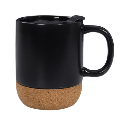 450ml Cork Base Stoneware Matte Ceramic Καφέ Κούπα με Κεπάκι PP Τέλειο Φεστιβάλ Δώρο
