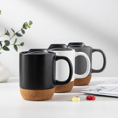 450ml Cork Base Stoneware Matte Ceramic Καφέ Κούπα με Κεπάκι PP Τέλειο Φεστιβάλ Δώρο