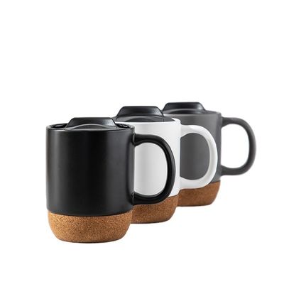 450ML Custom Logo Ματ Μαύρο Λευκό Κεραμικό Καφέ Με Κεπάκι PP
