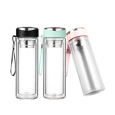 Eco 320ml Δύο τοιχοειδές γυαλί ποτό μπουκάλι νερού τσαγιού με τσαγιέρα
