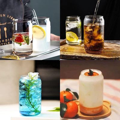 Φεστιβάλ 16oz γυάλινη μπύρα κουτάκι σε σχήμα κύπελλο με κάλυμμα μπαμπού και άχυρο