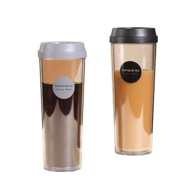 320ml/420ml/520ml/700ml Επαναχρησιμοποιήσιμο διπλό τοίχωμα πλαστικό διαφανές τσαγιέρα με κάλυμμα