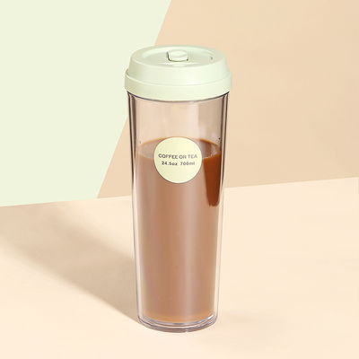 320ml/420ml/520ml/700ml Επαναχρησιμοποιήσιμο διπλό τοίχωμα πλαστικό διαφανές τσαγιέρα με κάλυμμα