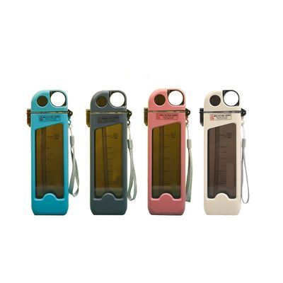 350ml τετραγωνικό BPA-ελεύθερο πλαστικό μπουκάλι νερού με χερούλι και χρονική σφραγίδα Gym Essential