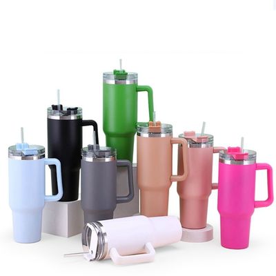 Φορητό θερμικό κύπελλο tumbler με λαβή και κάλυμμα άχυρο 40oz ανοξείδωτο χάλυβα μονωμένο