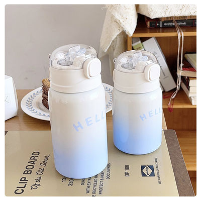 Bpa Free Kids Flask Cute Design 350ml/450ml Απομονωμένο μπουκάλι νερού από ανοξείδωτο χάλυβα με καπάκι από άχυρο