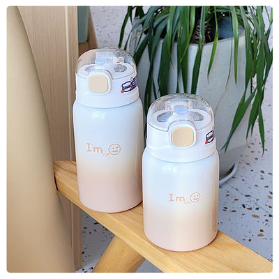 Bpa Free Kids Flask Cute Design 350ml/450ml Απομονωμένο μπουκάλι νερού από ανοξείδωτο χάλυβα με καπάκι από άχυρο