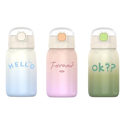 Bpa Free Kids Flask Cute Design 350ml/450ml Απομονωμένο μπουκάλι νερού από ανοξείδωτο χάλυβα με καπάκι από άχυρο