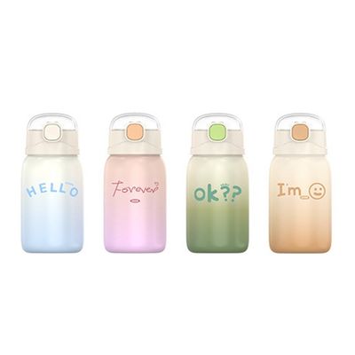 Bpa Free Kids Flask Cute Design 350ml/450ml Απομονωμένο μπουκάλι νερού από ανοξείδωτο χάλυβα με καπάκι από άχυρο