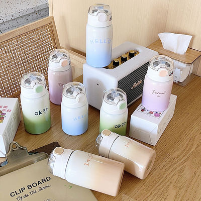 Φοιτητές φορητές 350/450 ml ατσάλινες κατσαρόλες με άχυρο και θερμομόνωση