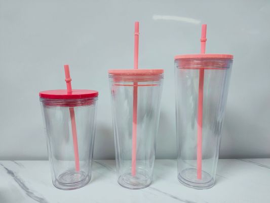 Αριθμός τεμαχίων 1 Tumbler Διπλό τοιχώδες διαυγές πλαστικό μπουκάλι νερού για φοιτητικό καλοκαιρινό φλιτζάνι