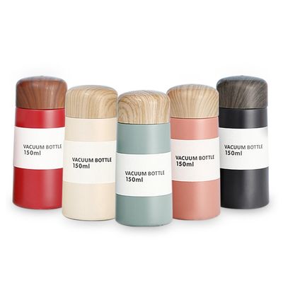 Προσαρμοσμένο λογότυπο 5oz 8oz Μίνι Κύπελλο Νερού Ατσάλι Ατμομόνωση Κύπελλο με ξύλινο καπάκι