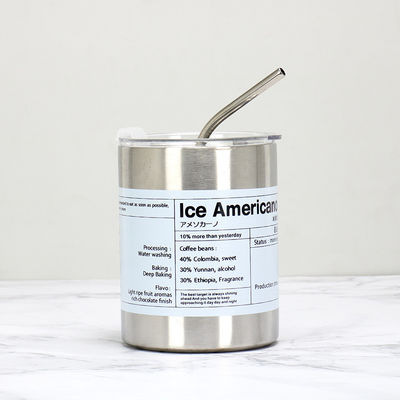 Άρθρο Προσαρμοσμένο λογότυπο 320ml/600ml Διπλό τοίχωμα από ανοξείδωτο χάλυβα λεπτές ευθείες απομονωμένες κούπες καφέ με κάλυμμα και άχυρο