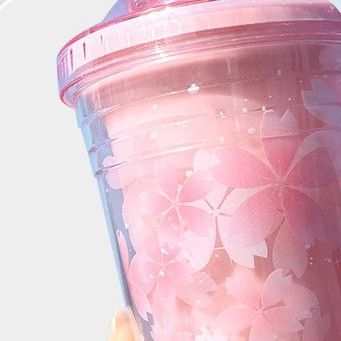 Θερμομόνωση Φιαλίδιο νερού Cherry Blossom 480ML Προσαρμοσμένο λογότυπο πλαστικό φλιτζάνι Tumbler