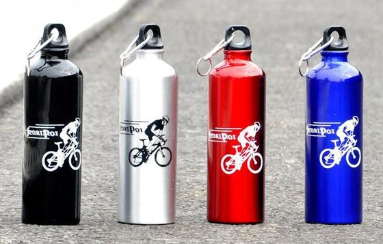 750 ml Custom Logo Printing Metal Aluminum Bike Μπουκάλι νερού με καραμπίνερ για εξωτερικούς χώρους
