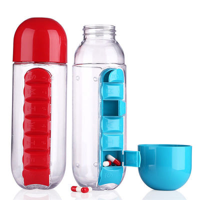 Βραστικό νερό Πολυλειτουργικό 600ML 2 σε 1 καθημερινό πλαστικό μπουκάλι νερού με θήκη χάπι επτά ημερών