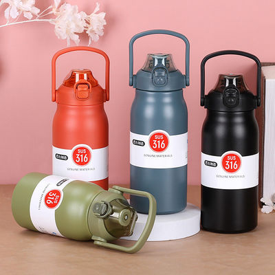 1000 ml 316 διπλά στρώματα από ανοξείδωτο χάλυβα φιάλες κενού με κάλυμμα και λαβή κρατήστε ζεστά-ψυχρά 12 ώρες Προσαρμοσμένο λογότυπο