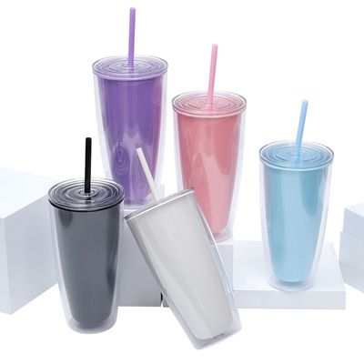 750 ml χωρητικότητα Διαφανή πλαστικά φλιτζάνια με κάλυμμα και άχυρο για παιδιά επαναχρησιμοποιήσιμη tumbler