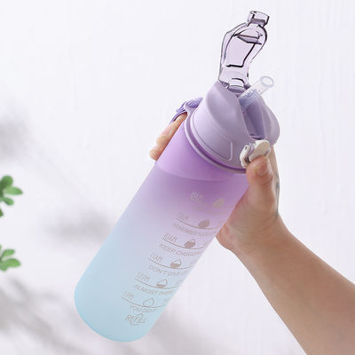 32oz BPA Free Time Marker 3Pcs πλαστικό παγωμένο μπουκάλι νερού κίνησης για αθλητές Ροζ